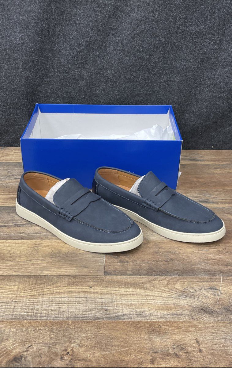 Vince Camuto Navy Blue Suede Penny Loafer Hybrid Sneaker Shoes Men's Size 10