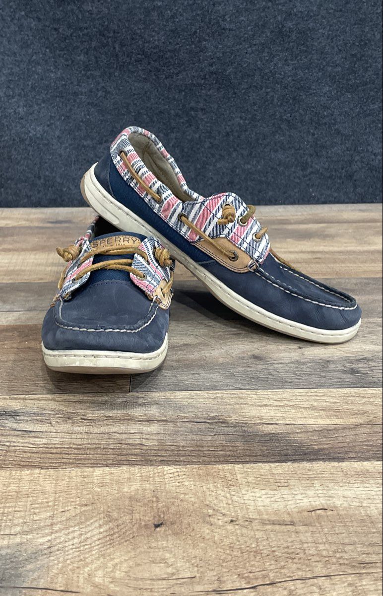Sperry Ivyfish Navy Red Plaid Women's Boat Shoes Size 10M