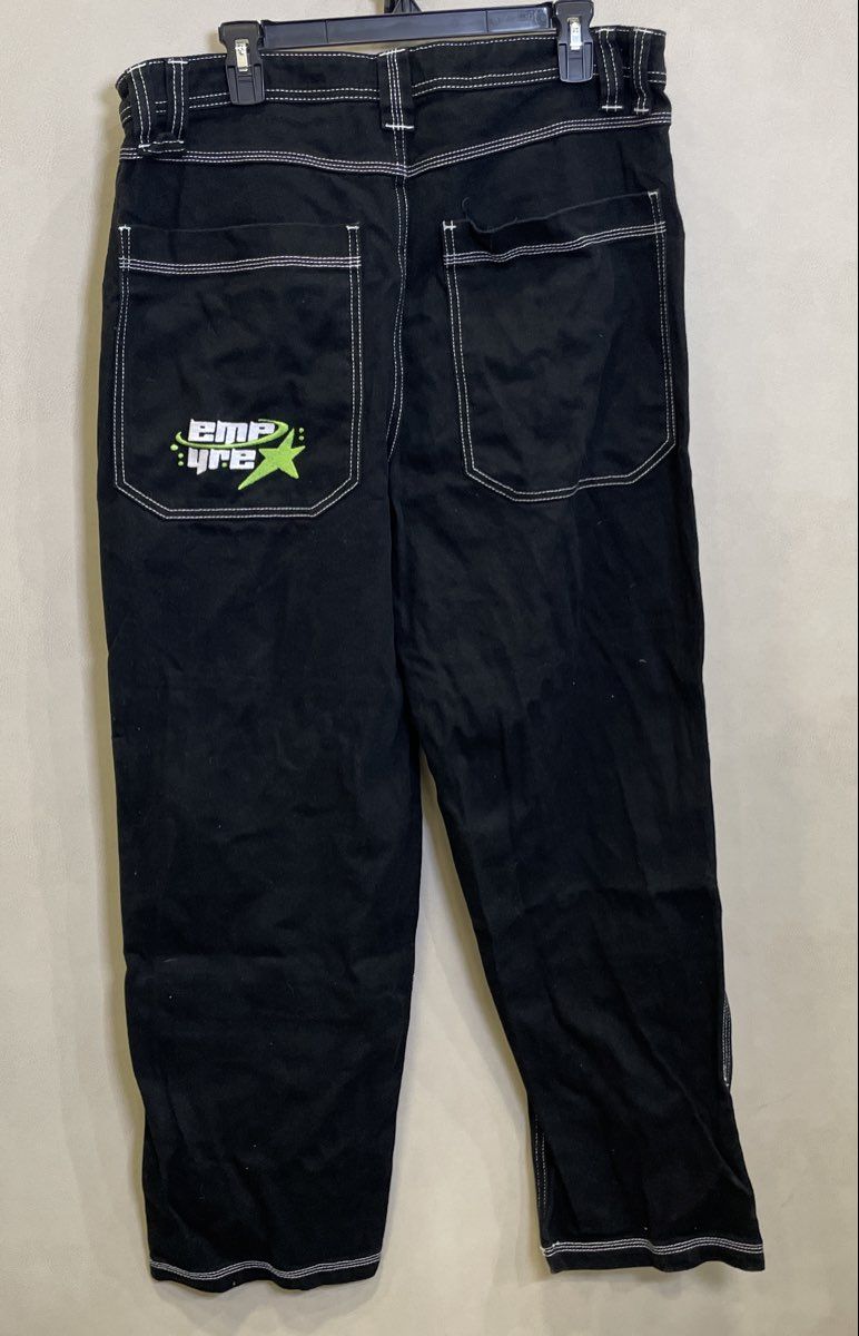 Empyre Men's Y2K Star Skate Carpenter Jeans Black Contrast Stitch Size 36