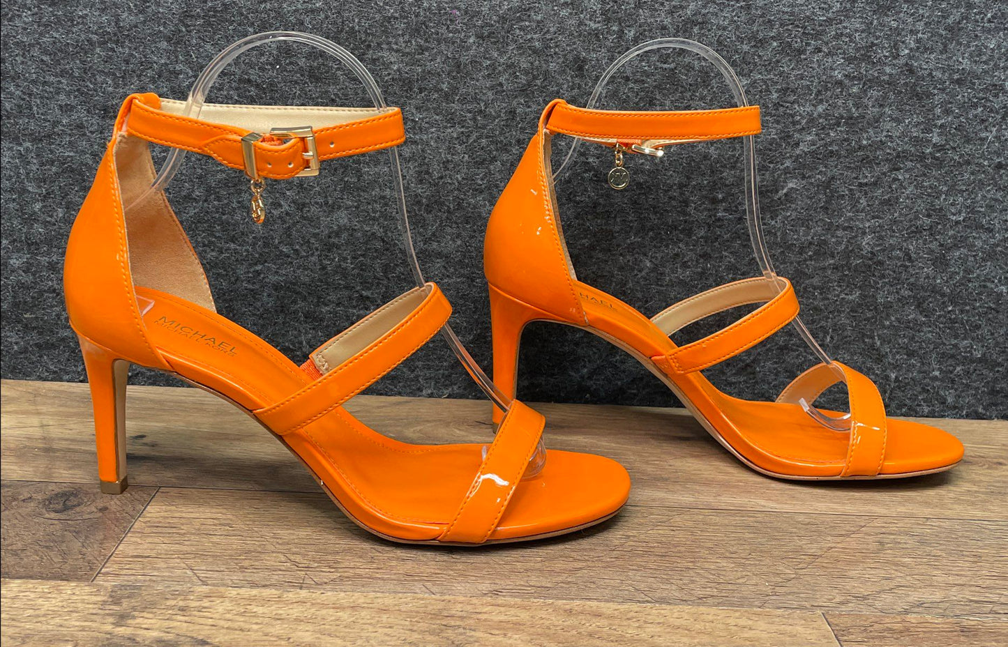 Michael Kors Orange Patent Strappy Stiletto Sandals Heels Size 7M