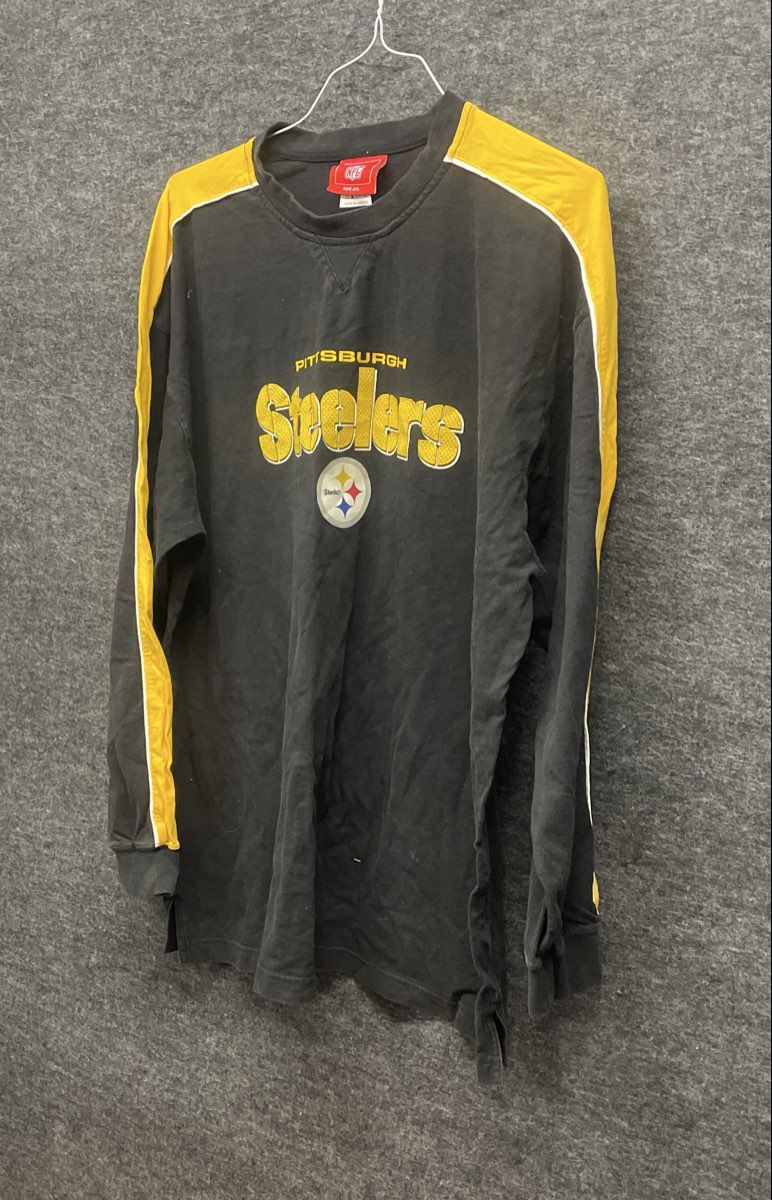 NFL Pittsburgh Steelers Men's Black Long Sleeve Striped Shirt Sz 2XL