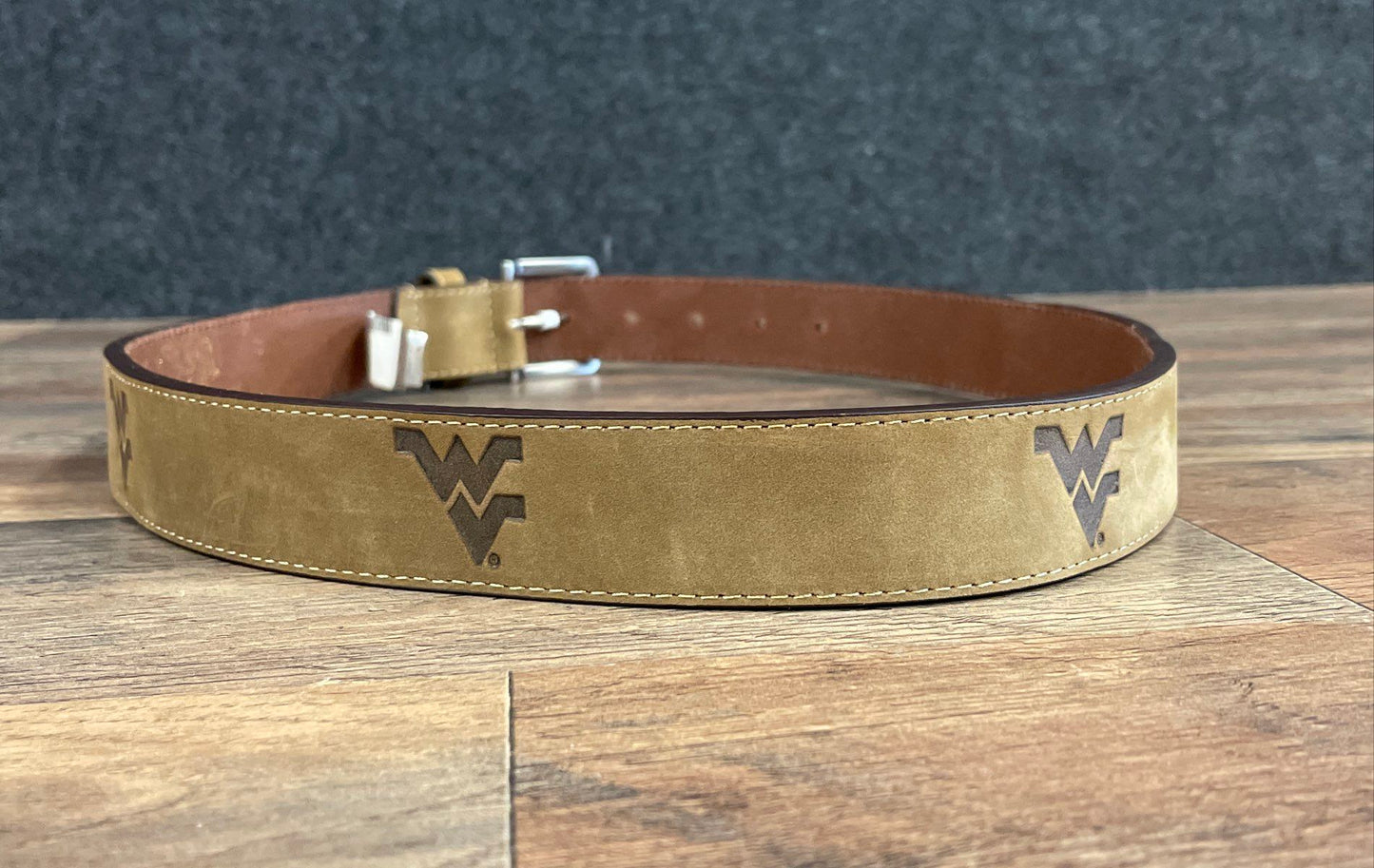 Zep-Pro Men's West Virginia Mountaineers WVU Leather Belt Tan NWT Sz 32