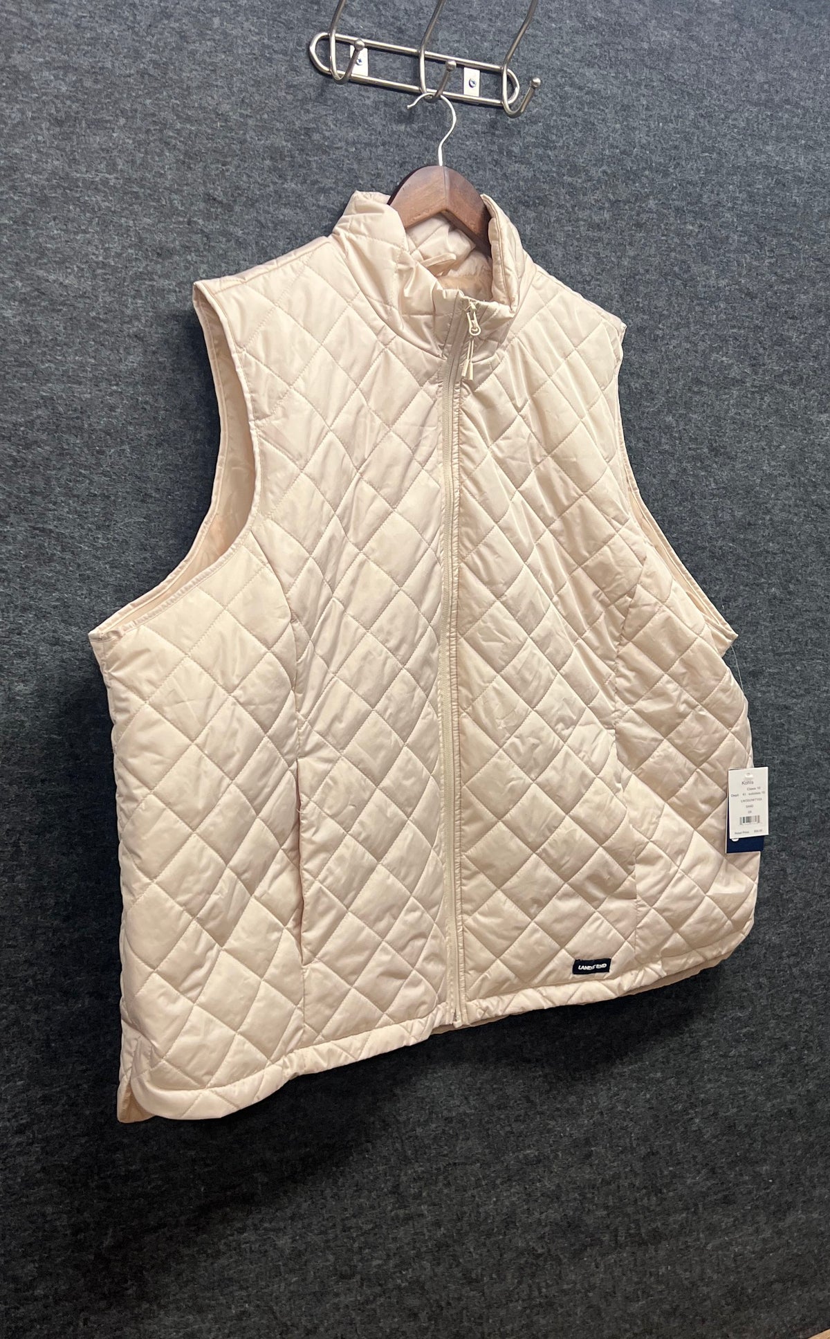 Lands' End Women's Ivory Quilted Zip Up Puffer Vest Sz 3X NWT