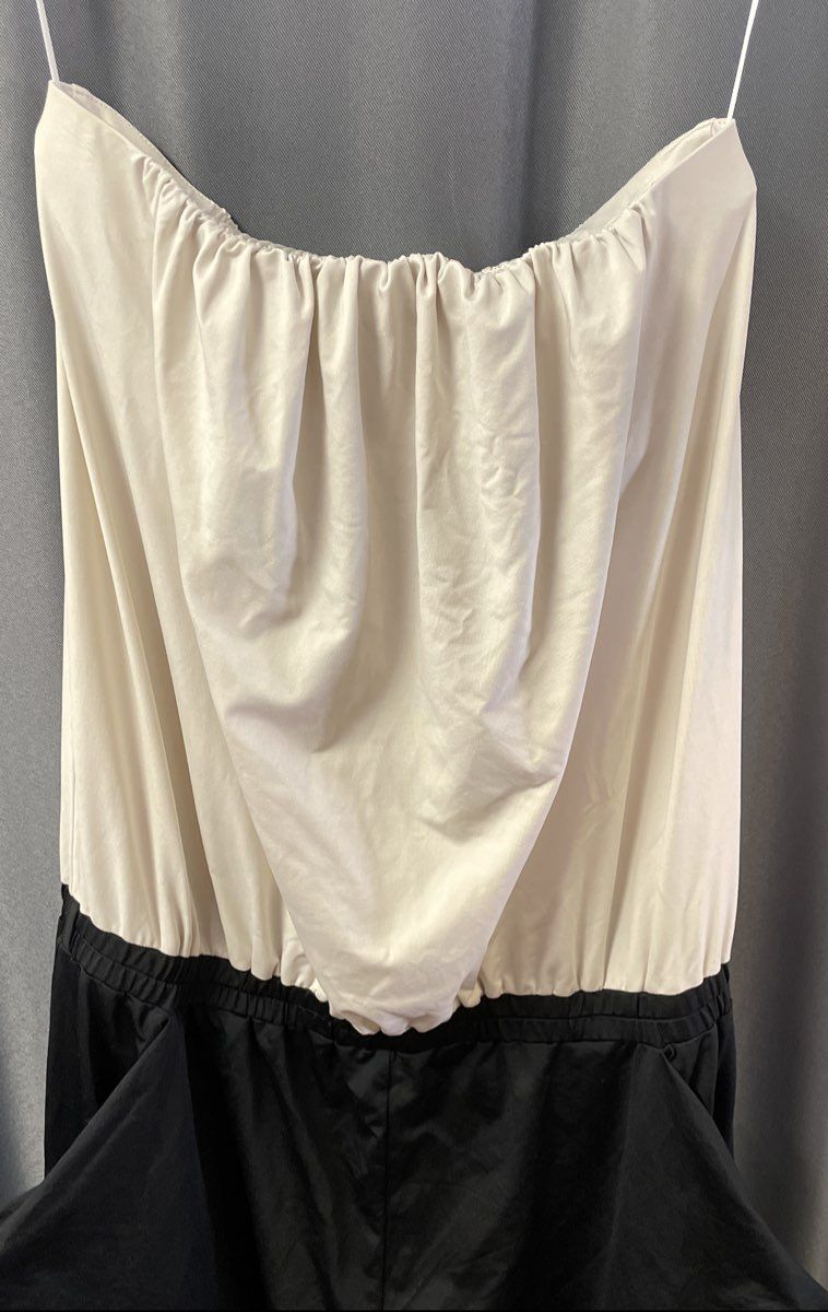 Armani Exchange Women's White Black Colorblock Strapless Tube Top Jumpsuit Sz XS