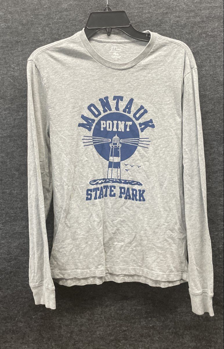 J. Crew Men's 2 Shirt Lot Montauk Point State Park Graphic & Performance Gray S