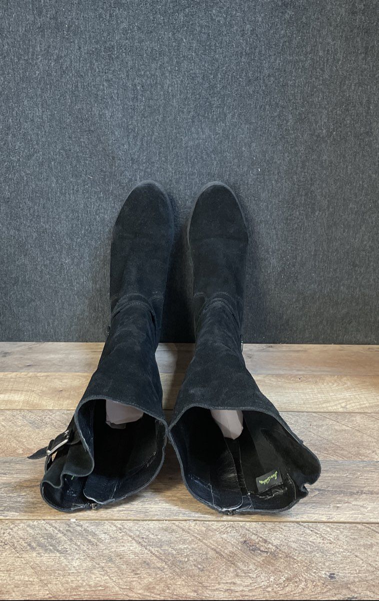 Sam Edelman Painter Black Suede Tall Calf High Zip Boots Women's Size 7.5 M