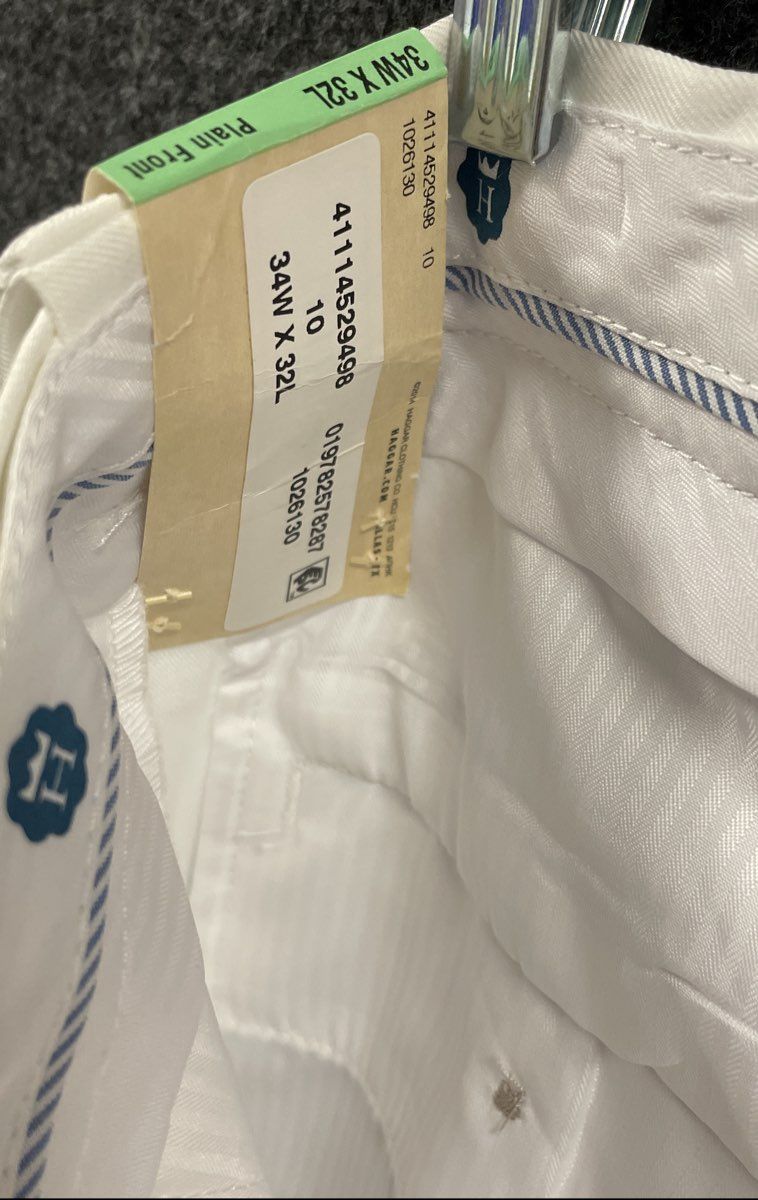Haggar Men's White Cool 18 Performance Classic Fit Plain Front Pants NWT 34x32