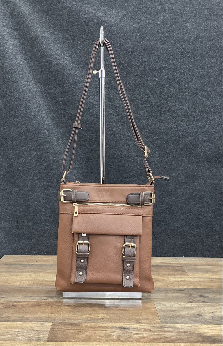 Jessie James Brown Leather Concealed Carry Crossbody Bag Gold Hardware Holster