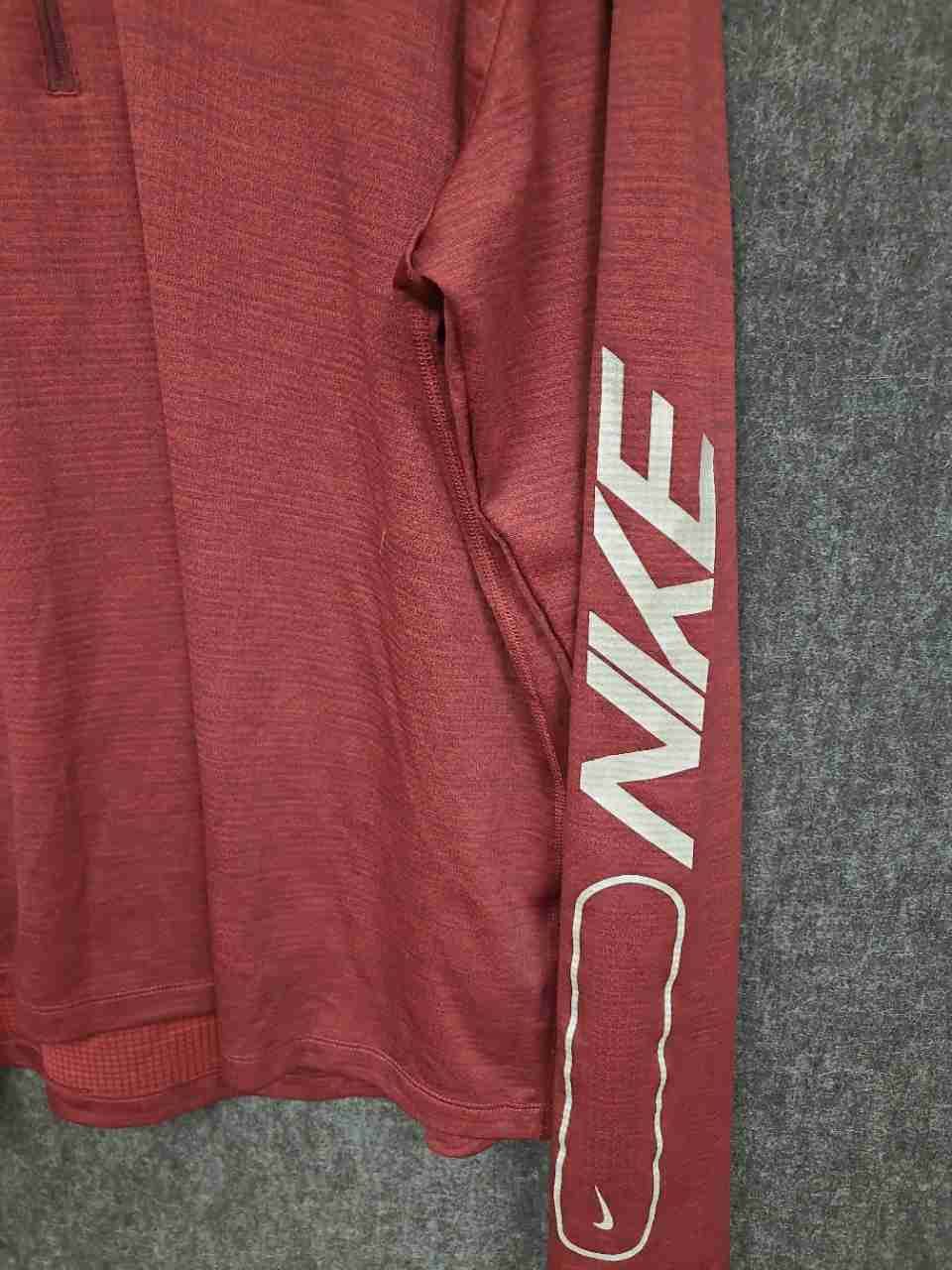Nike Men's 1/4 Zip Running Pullover Burgundy Dri-FIT Graphic Sleeve Sz XL