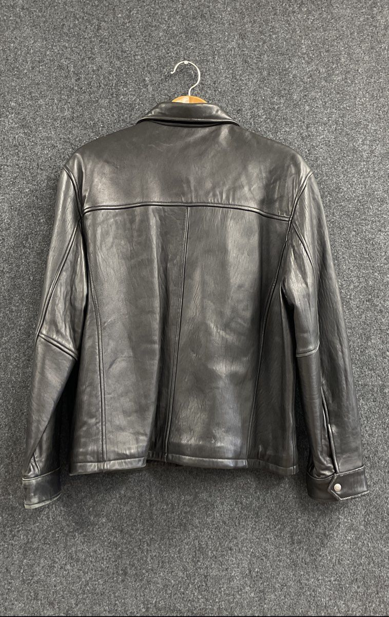 London Fog Men's Black Leather Full Zip Harrington Jacket Sz L