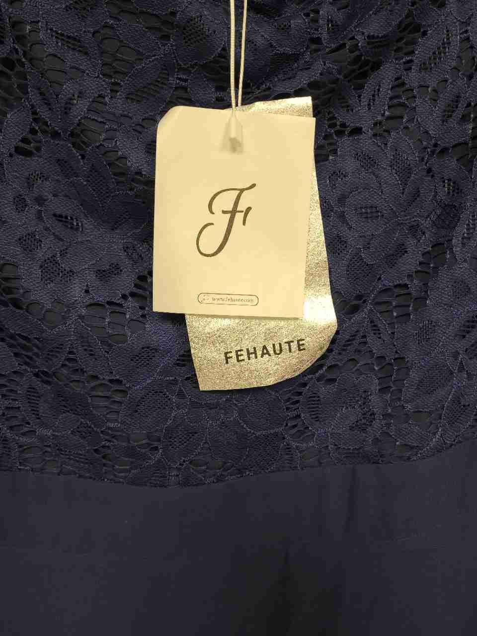 Fehaute Women's Navy Blue Lace Bodice 3/4 Sleeve Evening Dress NWT Sz 8