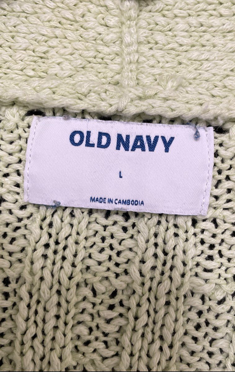 Old Navy Women's Lime Green Cable Knit V-Neck Button Front Cardigan Size L