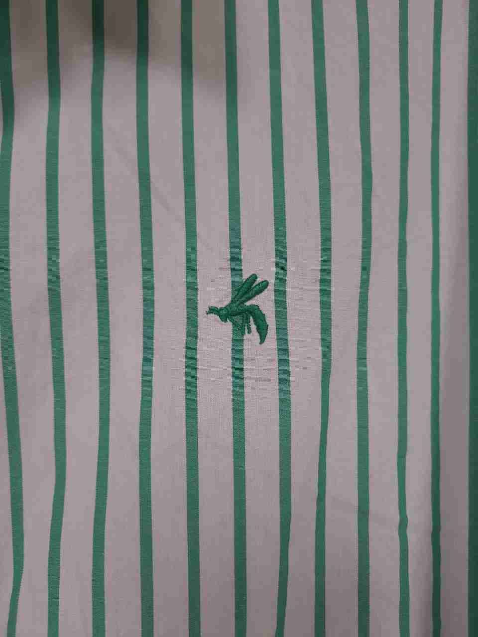 Club Room Men's Long Sleeve Button Down Shirt Green White Stripe Vintage Fit XL