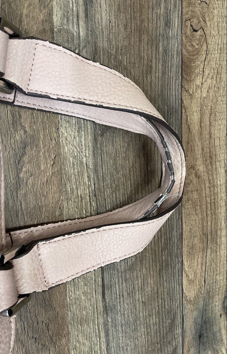 Steve Madden Pink Pebbled Leather Satchel Tote Handbag Silver Hardware
