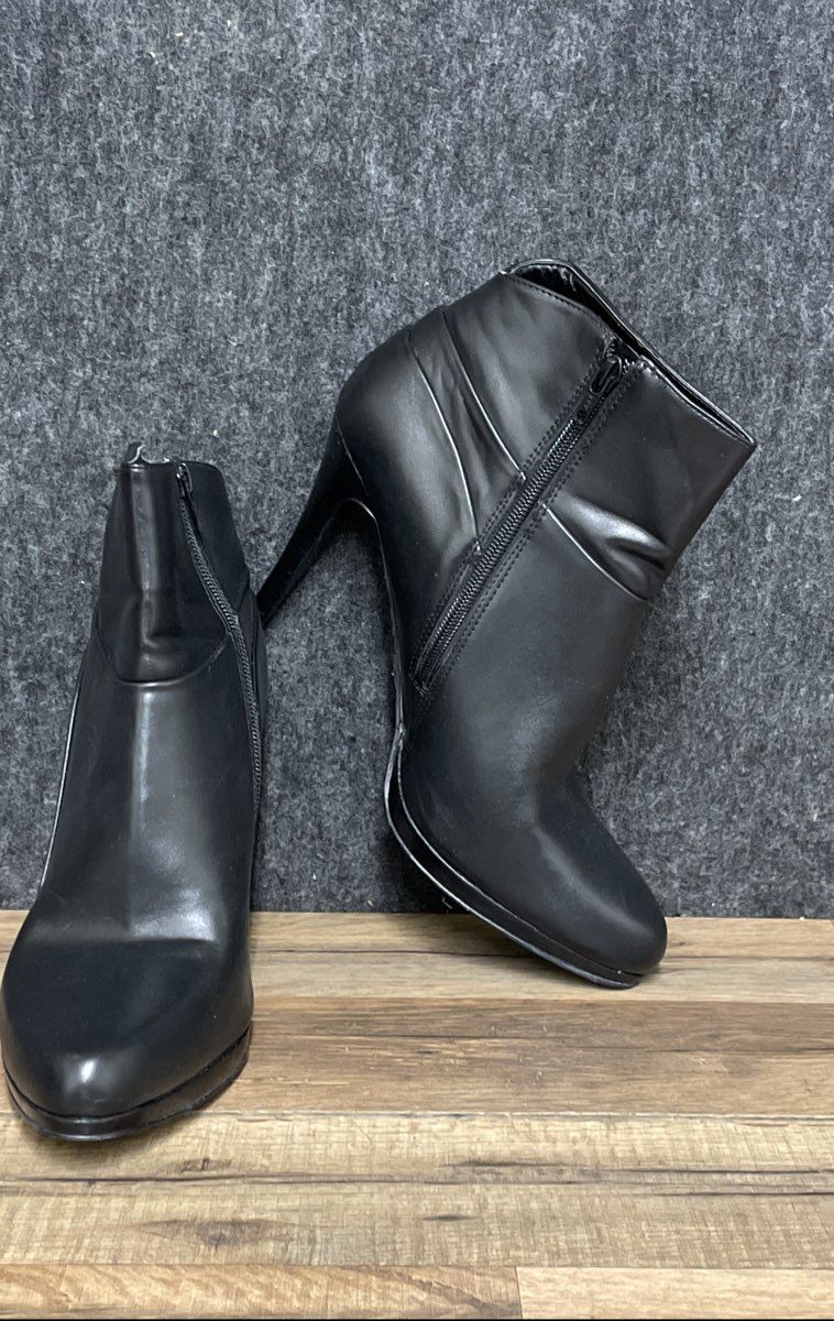 Nine West NWIRONDA Black Synthetic Leather High Heel Ankle Boots Size 11 M