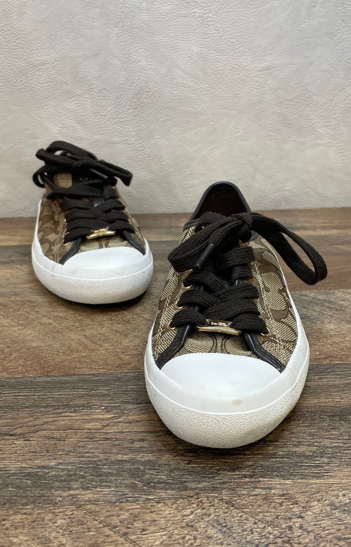 Coach Judy Black Signature Monogram Platform Thong Sandals Size 6B