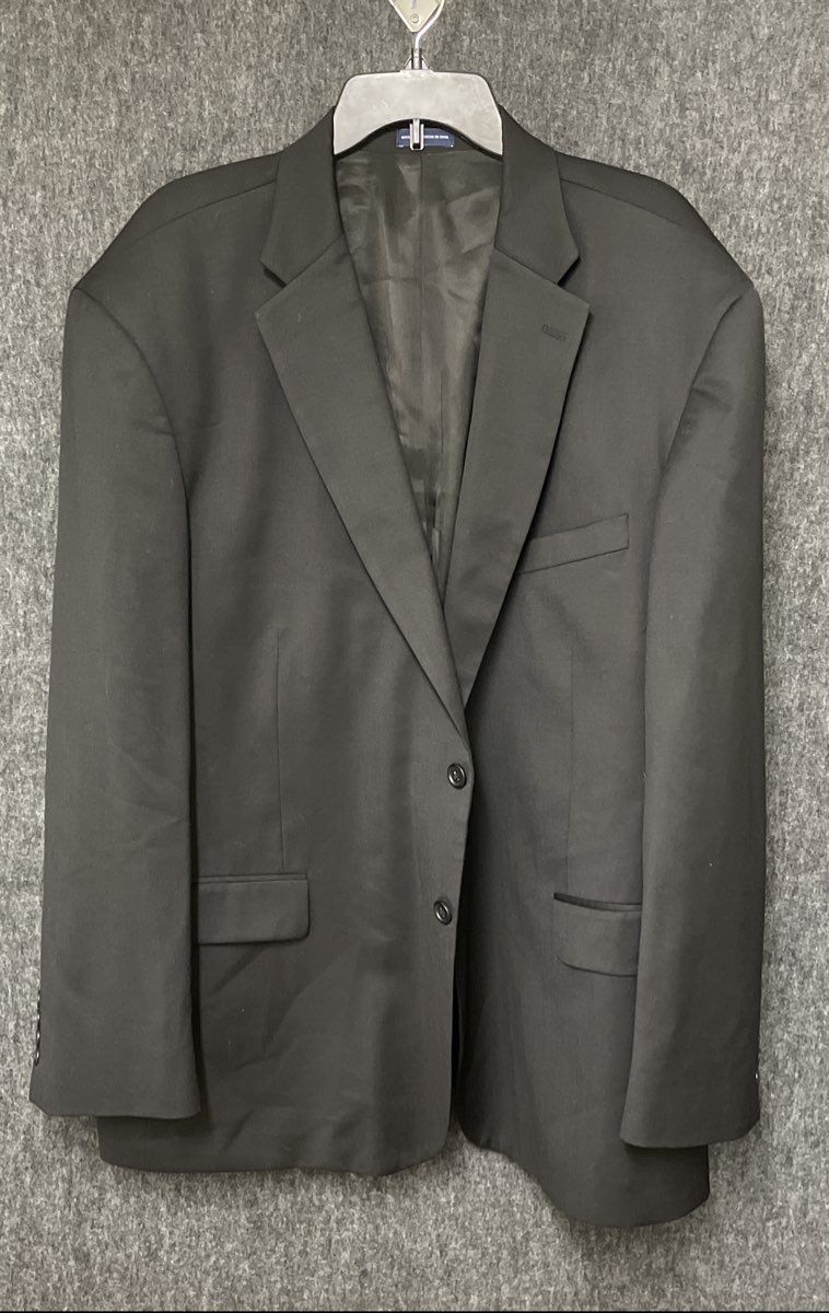 Stafford Men's Black 100% Wool Performance 2-Button Blazer Sport Coat Sz 52 R