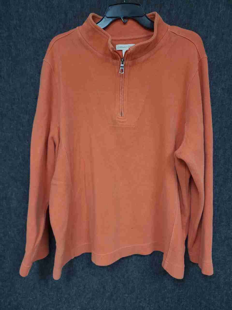 Coldwater Creek Women's Orange 1/4 Zip Ribbed Cotton Pullover Sz 3X
