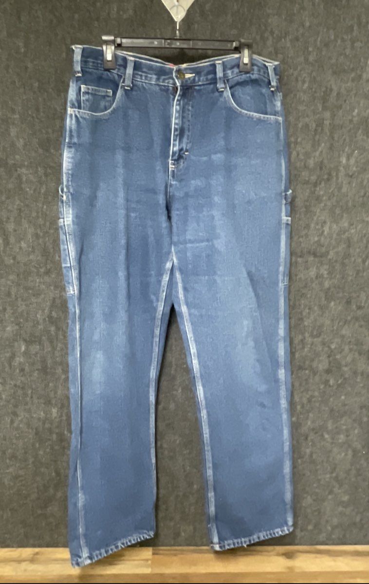 Berne Men's Blue Flannel Lined Original Work Jeans Carpenter Pants Sz 34x34