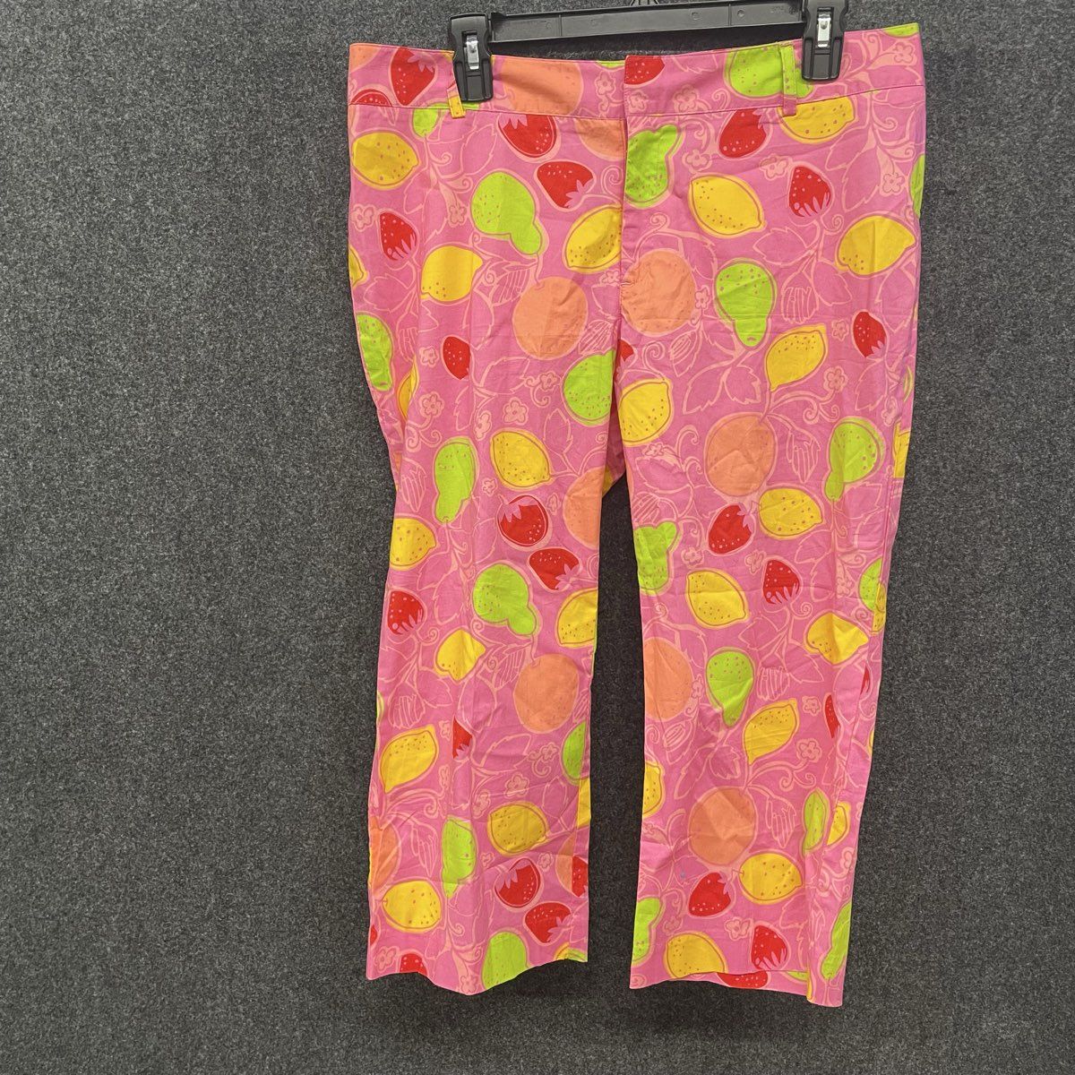Lilly Pulitzer Women's Pink Fruit Print Pants Citrus Strawberry Pear Size 8