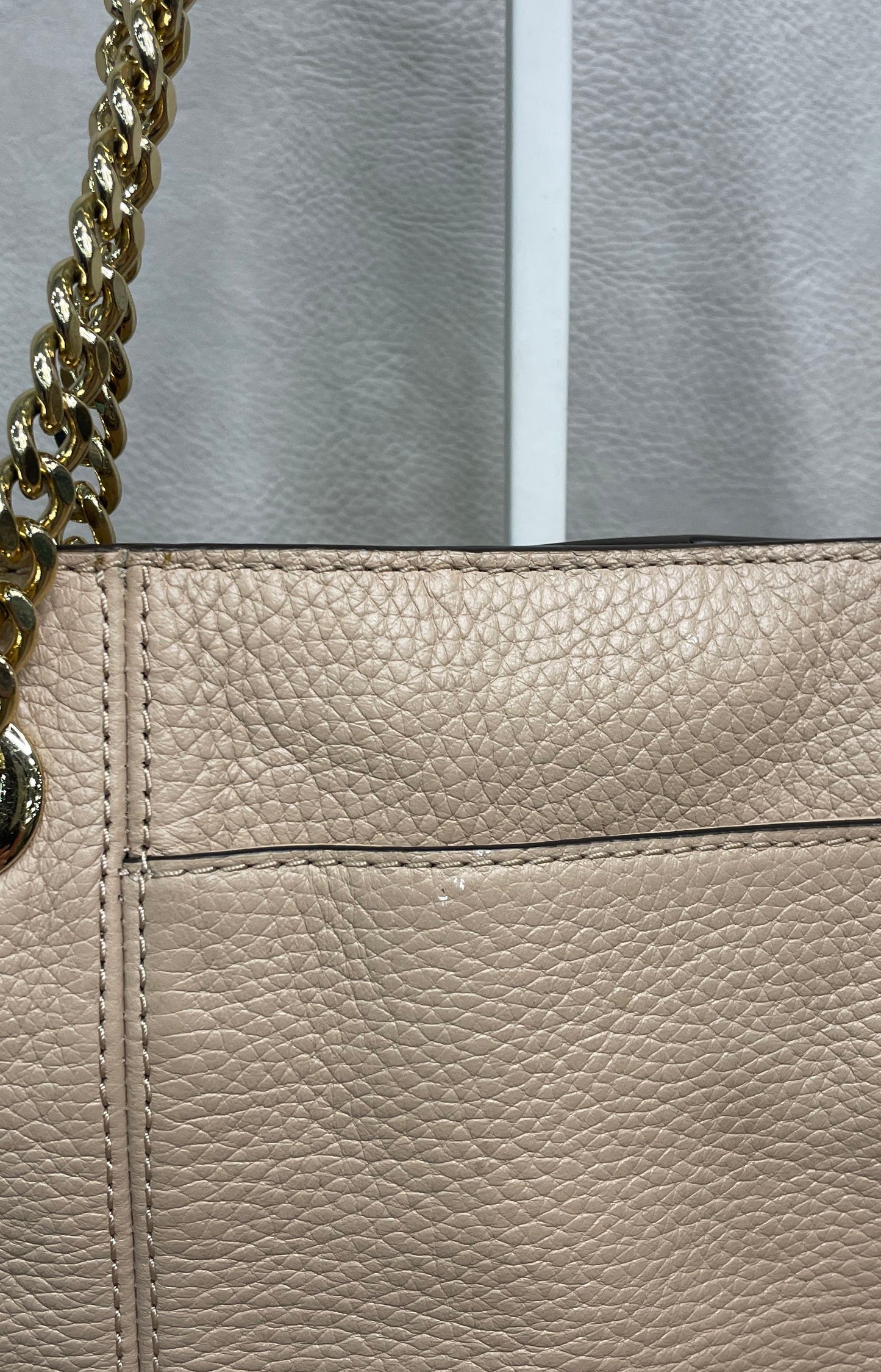 Michael Kors Salmon Pebbled Leather Shoulder Bag Gold Hardware