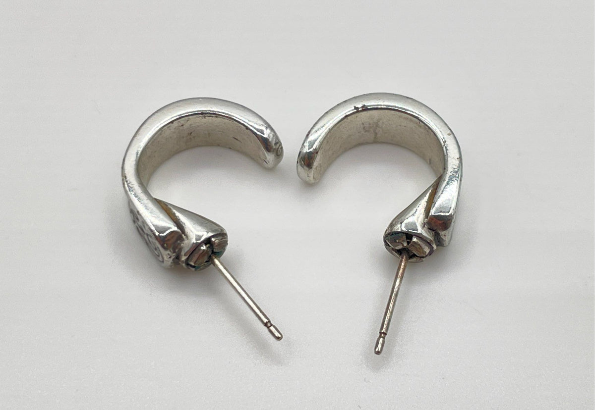 925 Sterling Silver Engraved Filigree Half-Hoop Stud Earrings 6.1g