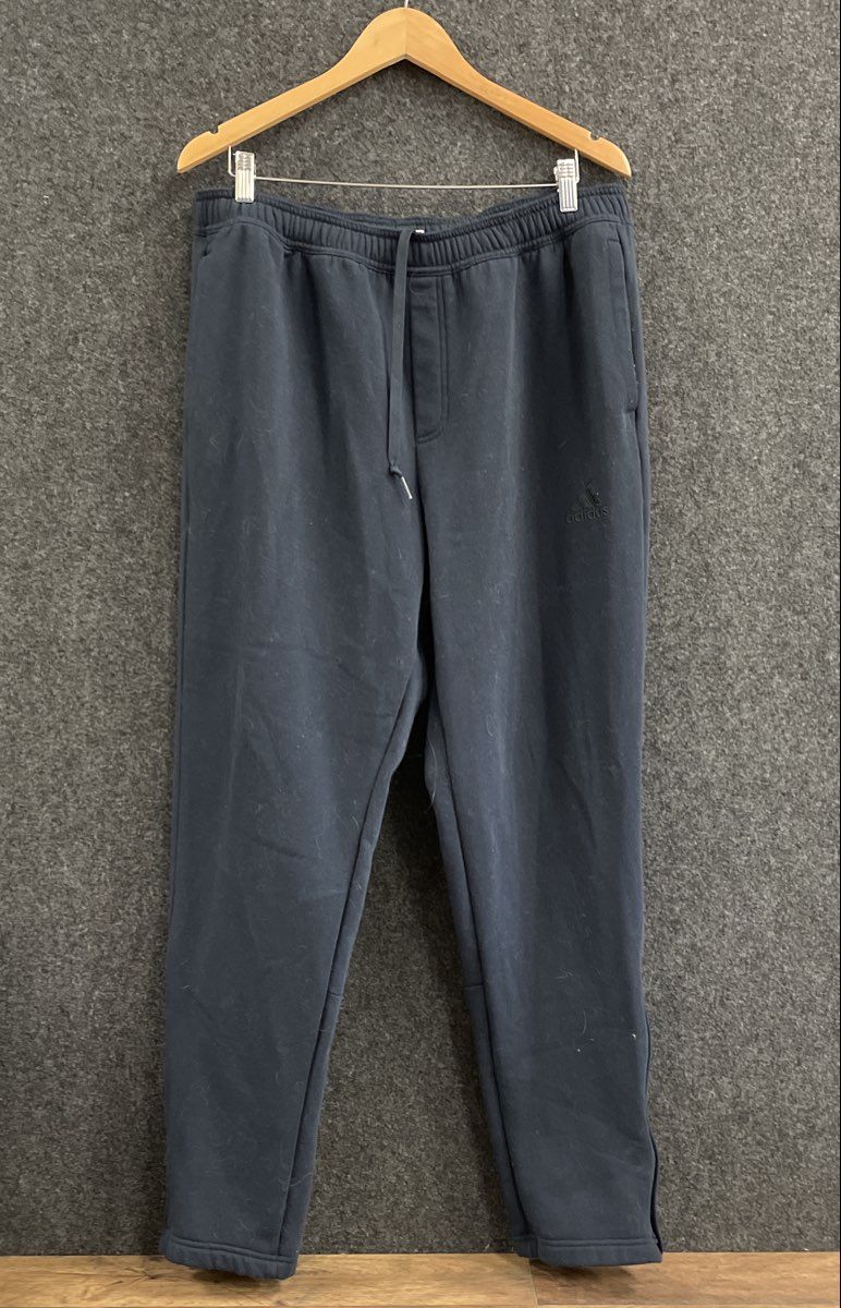 Adidas Men's Navy Blue Fleece Lined Jogger Sweatpants Ankle Zip Size XL