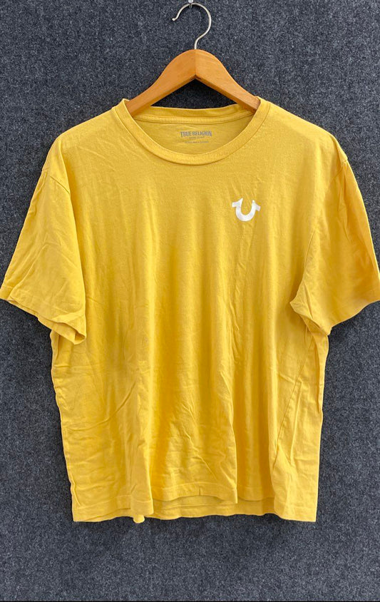 Men's Size 3XL Yellow True Religion Buddha Logo Tshirt