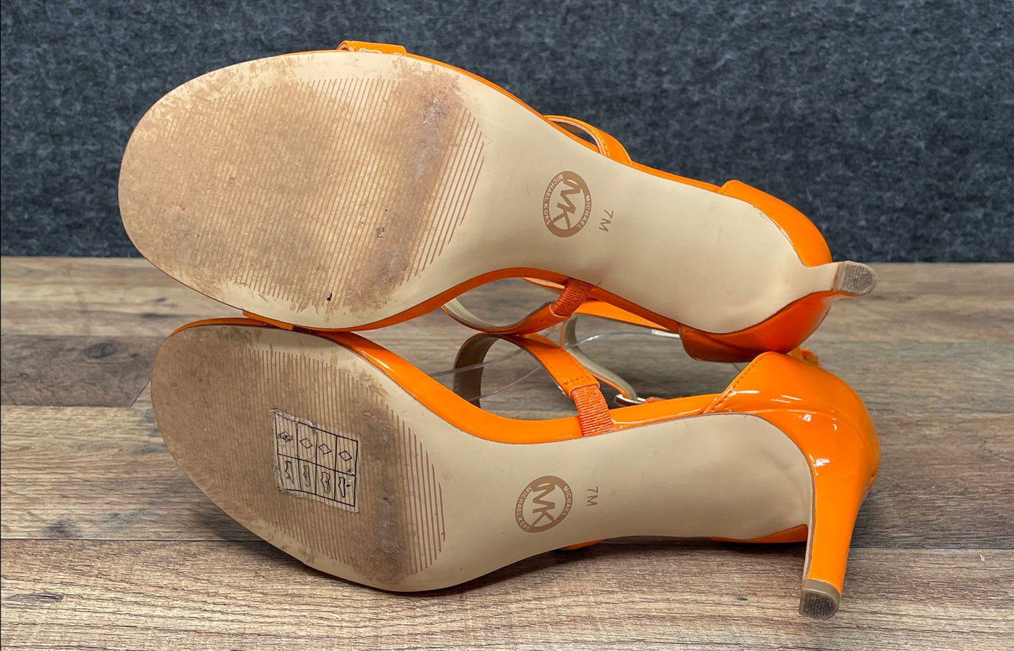 Michael Kors Orange Patent Strappy Stiletto Sandals Heels Size 7M