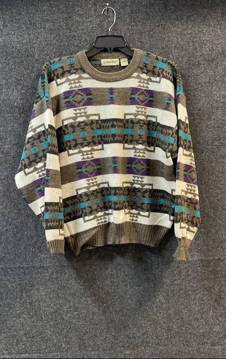 Vintage 90s St Johns Bay Aztec Southwestern Knit Sweater Sz XL