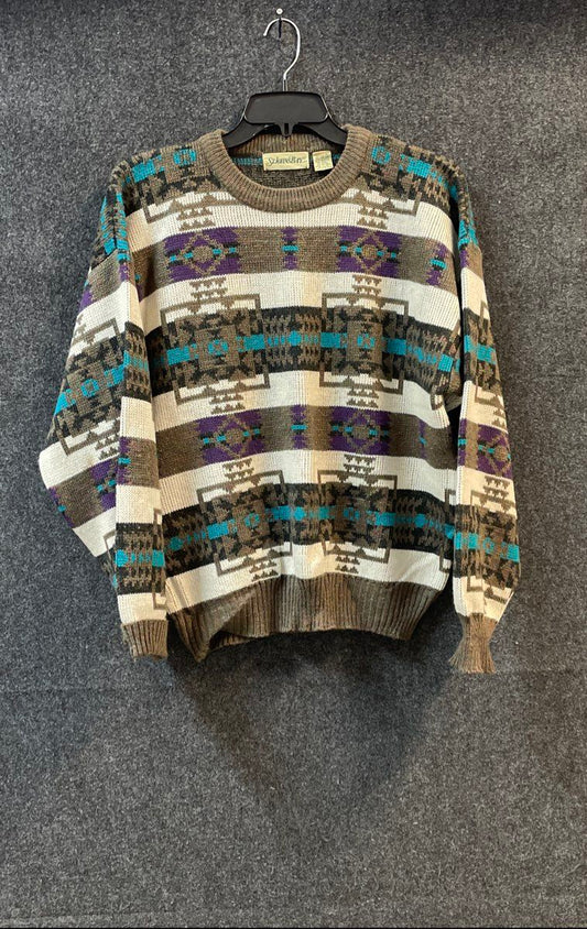 Vintage 90s St Johns Bay Aztec Southwestern Knit Sweater Sz XL