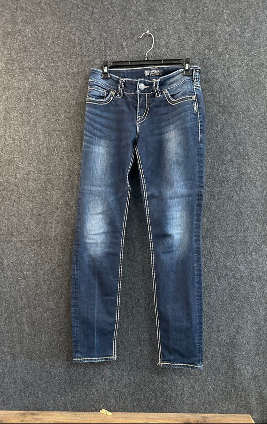 Silver Jeans Co. Women's Suki Skinny Jeans Dark Wash Contrast Stitch Sz 28x31