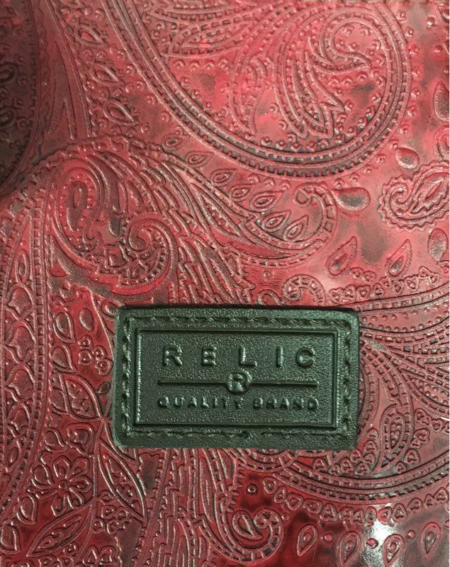 Relic Red Paisley Embossed Faux Leather Multi-Pocket Crossbody Bag Organizer