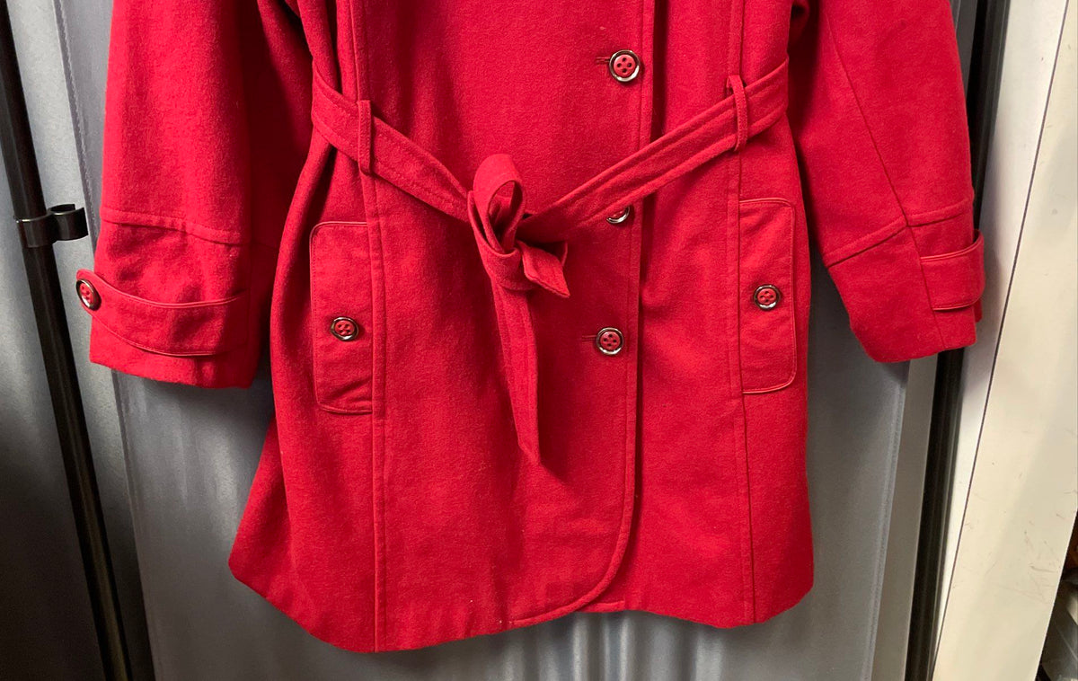 Giacca Woman Women's Red Double Breasted Belted Wool Blend Coat Sz 3X