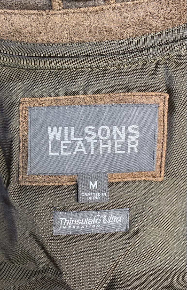 Wilsons Leather Men's Brown Distressed Insulated Bomber Jacket Vintage 90s Sz M