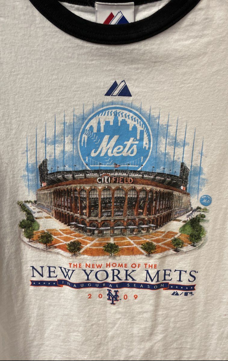 Majestic NY Mets Citi Field Inaugural Season 2009 Ringer T-Shirt Sz S