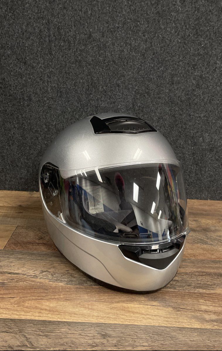 HJC CS-R1 Full Face Motorcycle Helmet Silver Size Small with Storage Bag