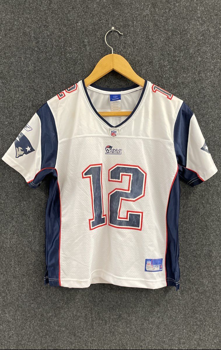 Vintage Reebok Men's Tom Brady New England Patriots NFL Jersey White #12 Sz L