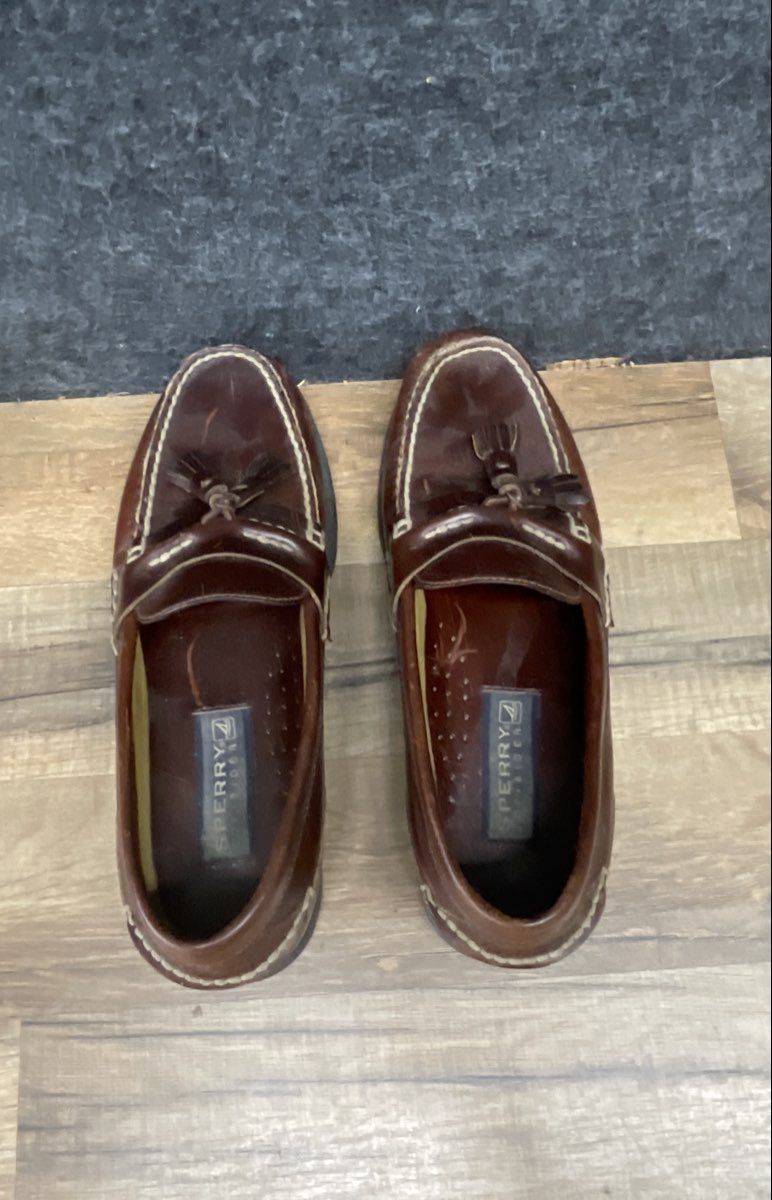 Sperry Top-Sider Dark Brown Leather Tassel Loafer Men's Boat Shoes Size 9