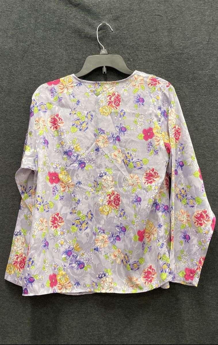 Vintage 90s Victoria's Secret Women's Lavender Floral Satin Pajama Top Sz M