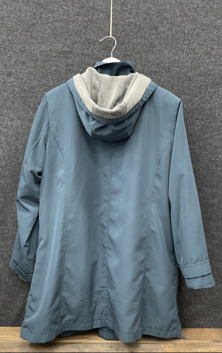 Fleet Street Women's Teal Blue Fleece Lined Hooded Jacket Full Zip Snap Sz L