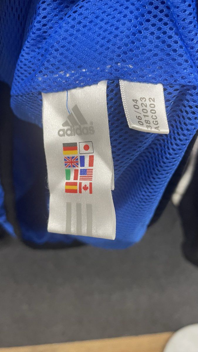 Vintage 2004 Adidas 3-Stripes Windbreaker Jacket Blue Black Sz XL