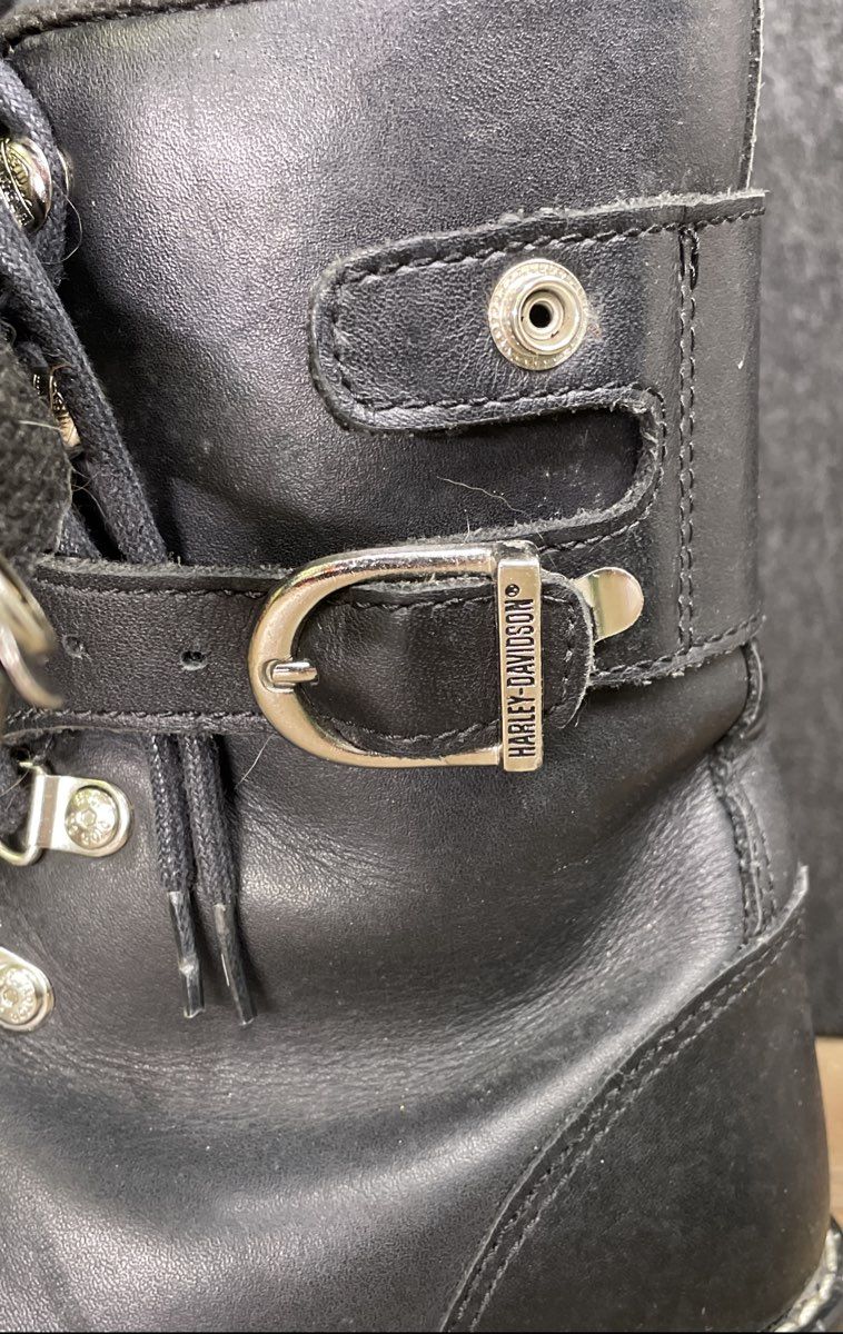 Harley Davidson Black Leather Double Buckle Motorcycle Boots Size 6
