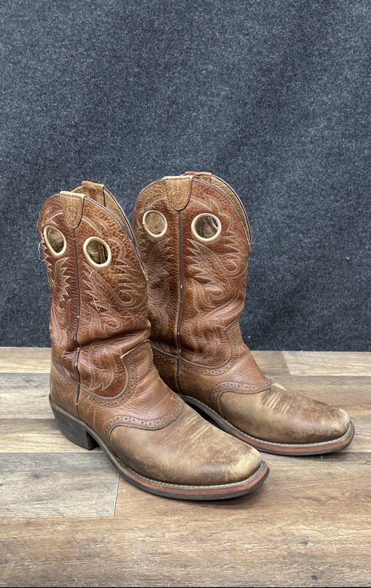 Ariat Heritage Roughstock Brown Leather Western Cowboy Boots Men's Size 9.5 EE