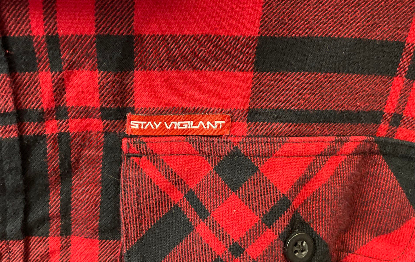 Vigilance Elite Mens Red Black Plaid Flannel Shirt Long Sleeve Made in USA Sz XL