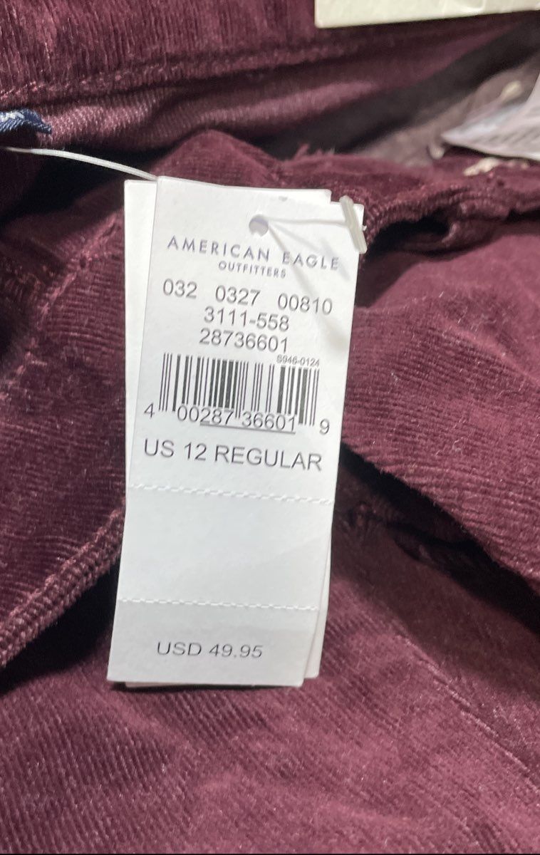 American Eagle Women's Maroon High Rise Super Stretch Jeggings Size 12 NWT