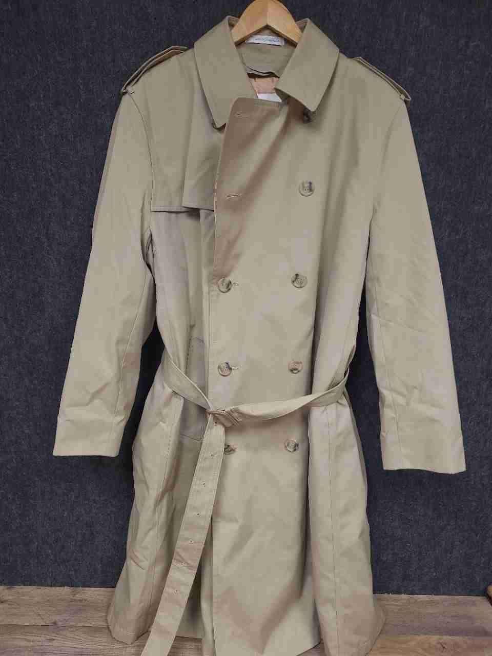 Vintage 80s Misty Harbor Men's Tan Double Breasted Trench Coat Liner Sz 42 Reg