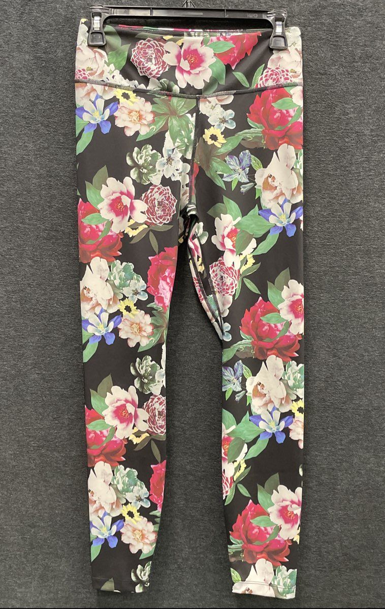Nike Women's Dri-FIT Floral Training Leggings Black Multicolor Peony Print Sz M
