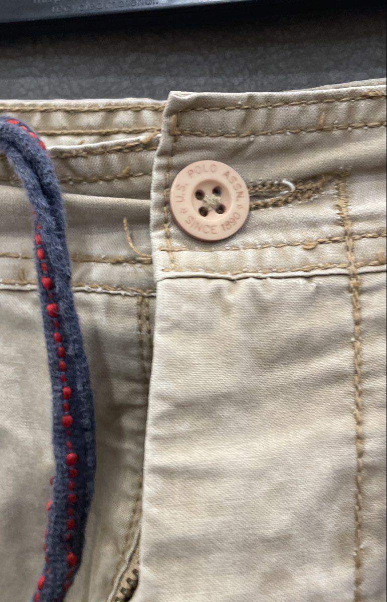 U.S. Polo Assn. Men's Tan Cotton Cargo Shorts Drawstring Waist Sz 36