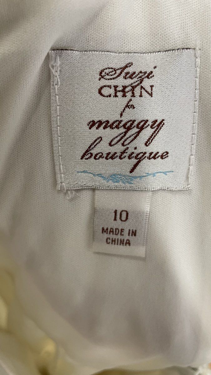 Suzi Chin for Maggy Boutique Women's White Floral Lace V-Neck Dress NWT Sz 10